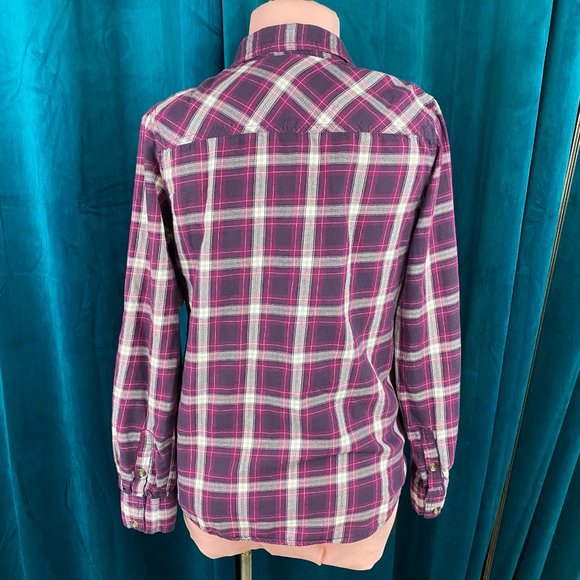 Merona Plaid Button Up Long Sleeve Shirt Purple - Picture 6 of 6